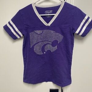 K-State V-Neck T-Shirt, purple and white